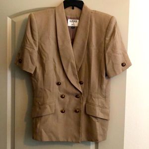 Kasper Dark Beige Double-Breasted Blazer